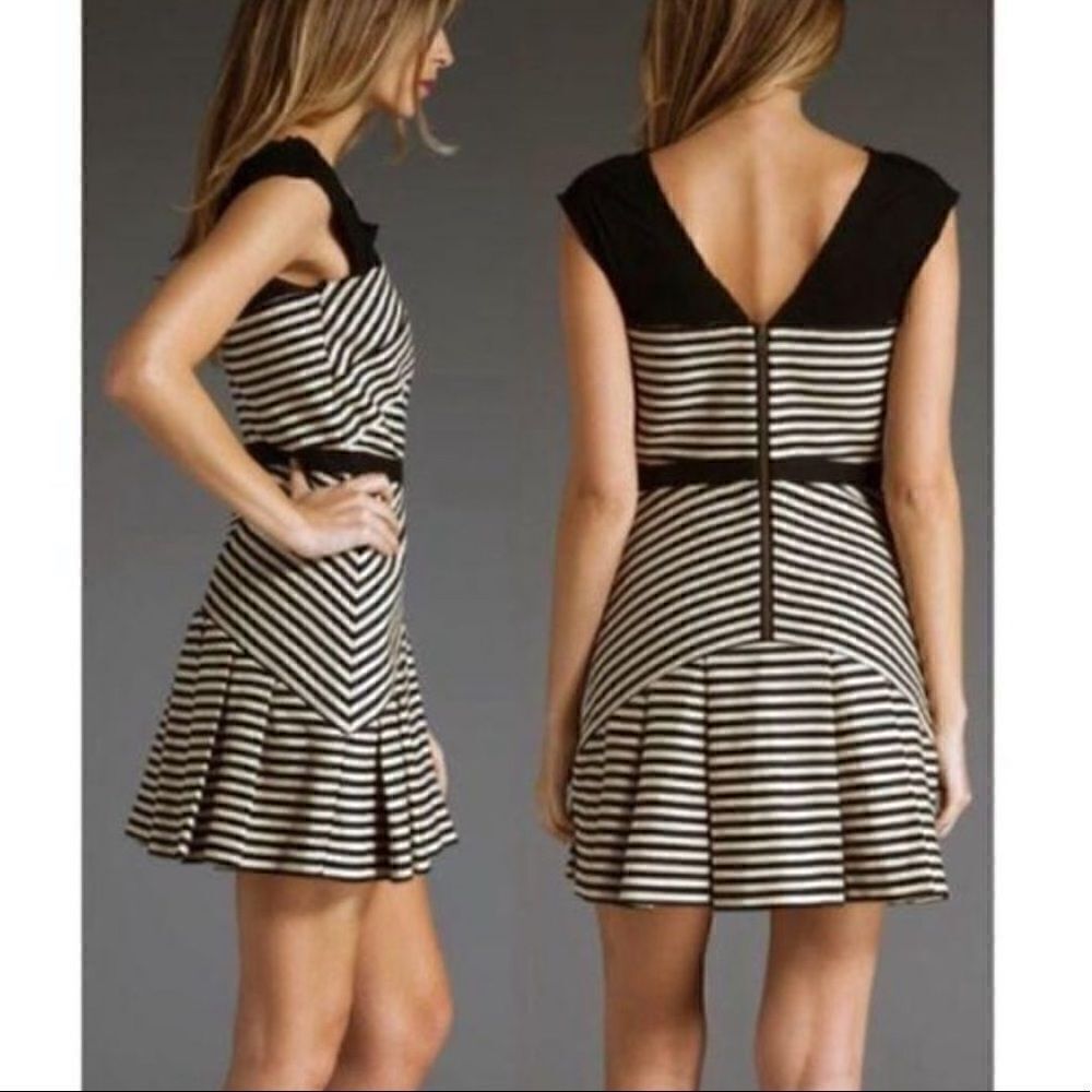 Elizabeth + James Angular Attraction Pleated Fit and Flare Dress